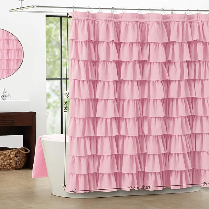  Pink ruffle Shower Curtain 