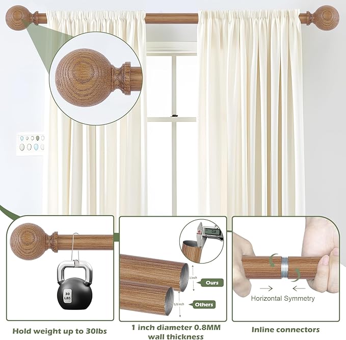 Wood Curtain Rods for Windows